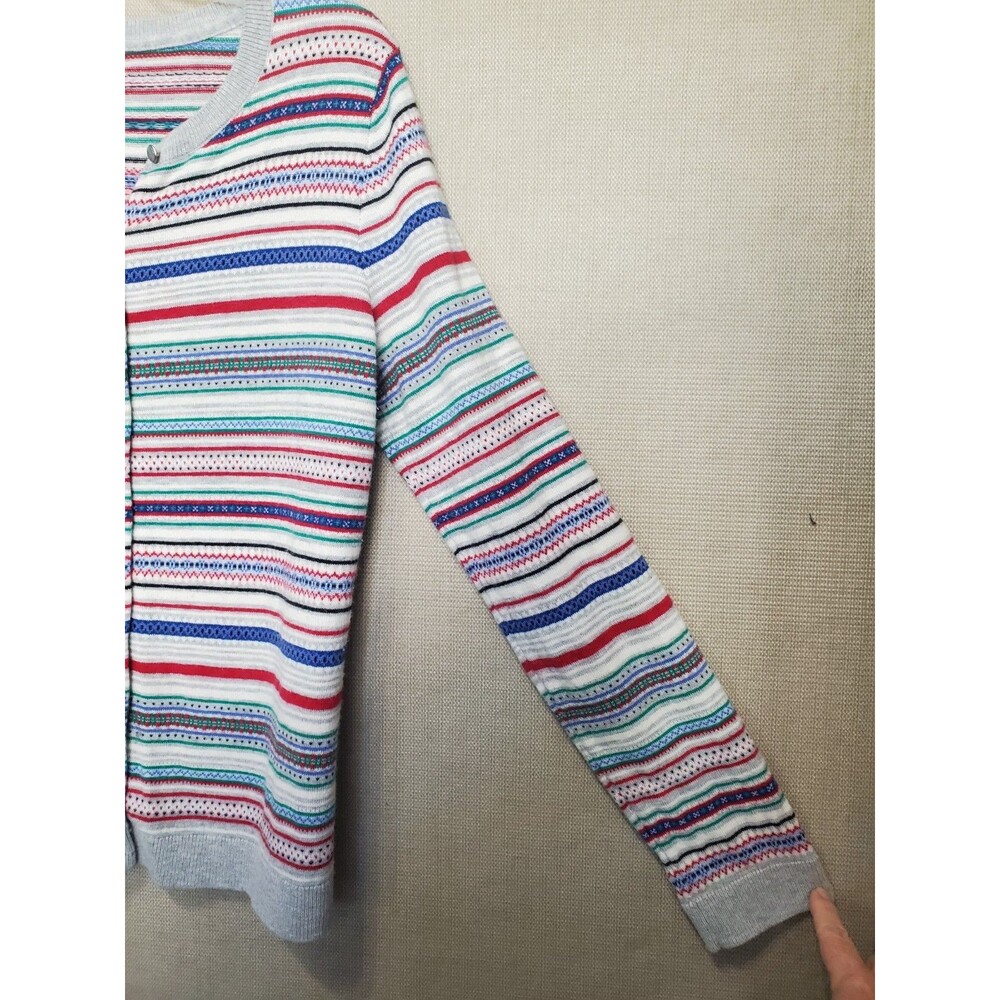 Talbots Lambswool Blend Multicolor Fair Isle Long Sleeve Button-Up Cardigan Sz M - Picture 2 of 5